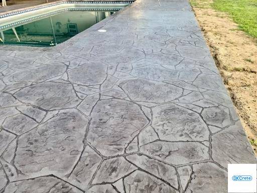 2021 07 25 Collinsville Colored Concrete Rock Pattern Stamped Concrete Pool Deck And Patio IMG 5838