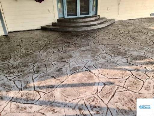 2021 07 25 Collinsville Colored Concrete Rock Pattern Stamped Concrete Pool Deck And Patio IMG 5840 Stamped Concrete