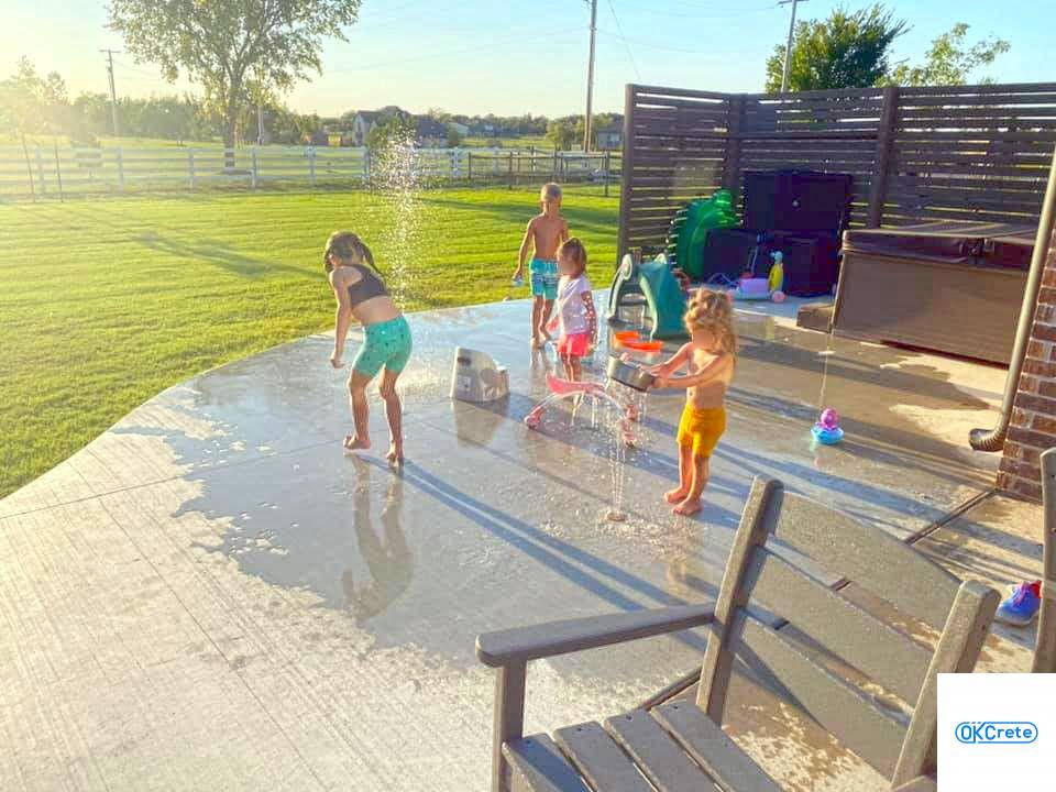 2021 Coweta Concrete Patio With Sprinklers For Kids